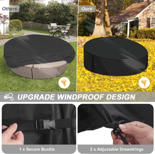 LAMUNI Patio Daybed Cover Round Garden Day Bed Protective Cover 230x90/50cm Outd - Picture 4 of 7
