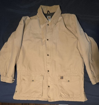 #ad VTG 90s Carhartt Barn Chore Coat Jacket C52 WET Men XL Duck Canvas Blanket Lined $65.00