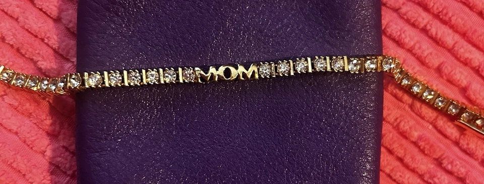 Винтажный мама позолоченный со стразами теннисный браслет 8 дюймов + бесплатный подарок - Изображение 3 из 4