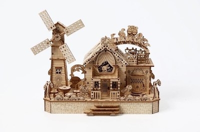 3D Wooden Puzzle DIY Windmill House Kit Jigsaw | Mechanical Model Building Gift