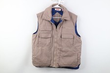 Vintage 70s Streetwear Mens Large Distressed Flannel Lined Puffer Vest Jacket