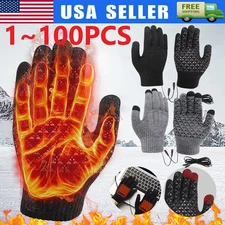 Heated Gloves Electric Rechargeable Battery Hand Warm Windproof Thermal Winter