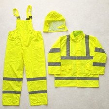 Safety Works Hi Vis Rain Suit ANSI Class 3 Reflective L Waterproof Set