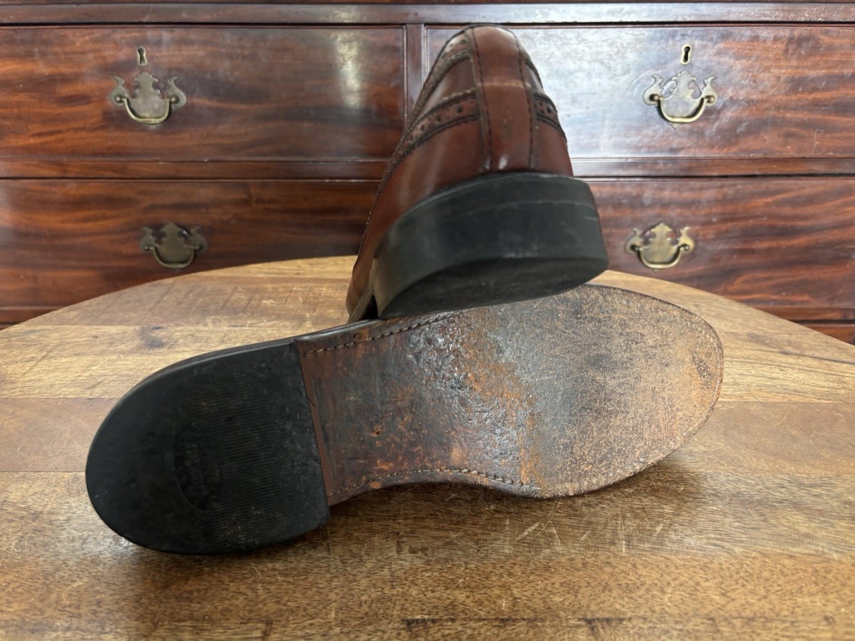 Vtg Brown Dexter Heavy Punched WingTip Oxford Dress Shoes 