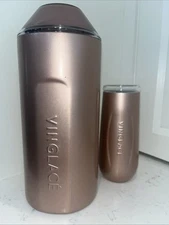 Vinglace’ wine/champagne chiller portable double insulated pink w One Flute