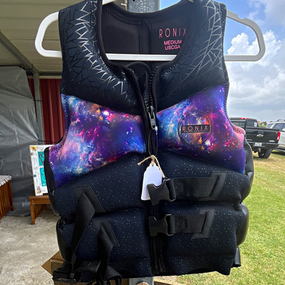 Ronix USCG Approved Life Jacket Vest, Medium, Black/Purple Galaxy Print