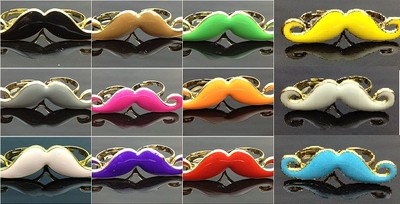 Multicolor Vintage Curled Mustache Beard Moustache Double Fingers Ring 