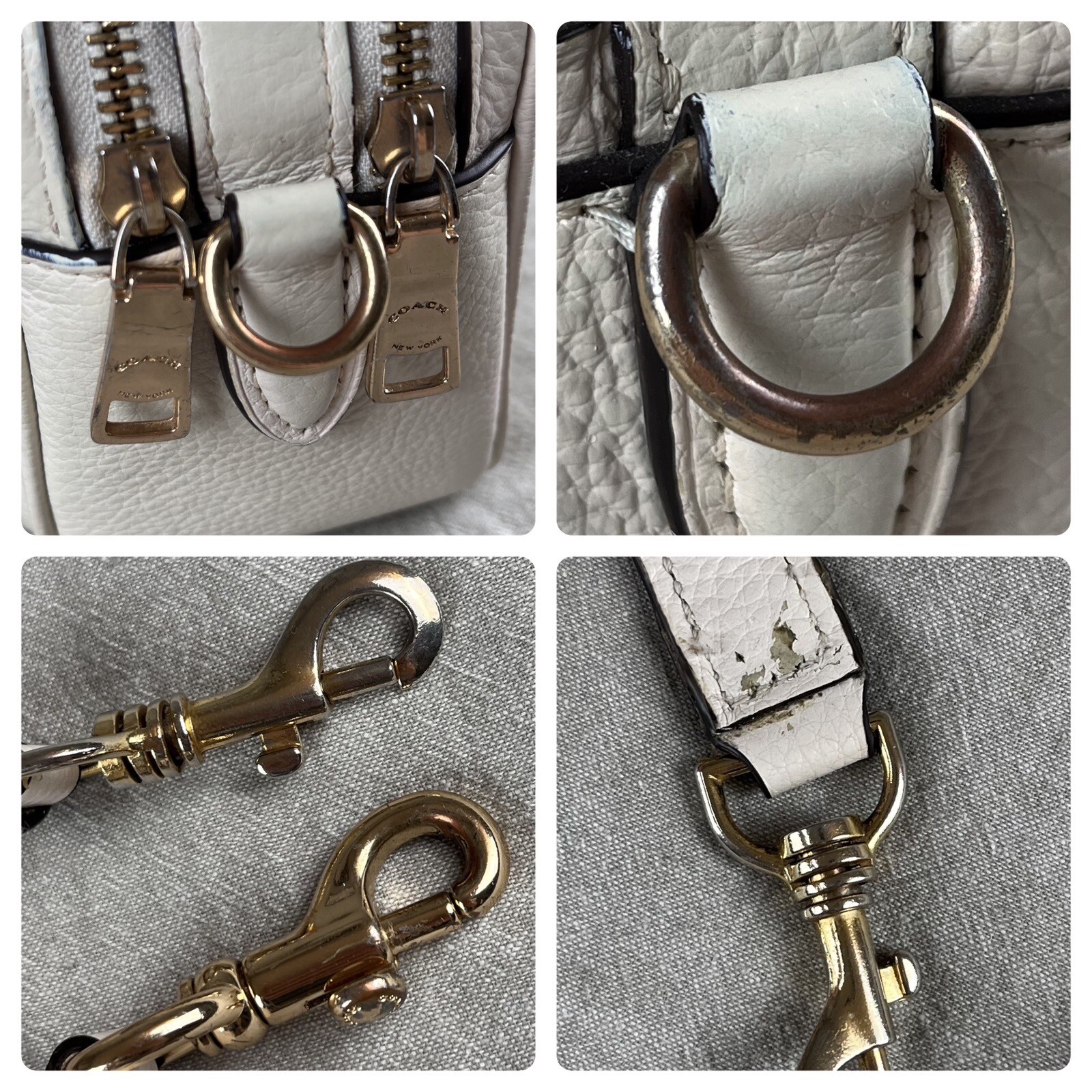 Coach Chalk Pebbled Leather Zip Crossbody Bag F39856 Jes