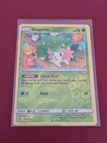 Pokemon Sun Moon Lost Thunder Shaymin 33/214 Rare Reverse Holo TCG Card