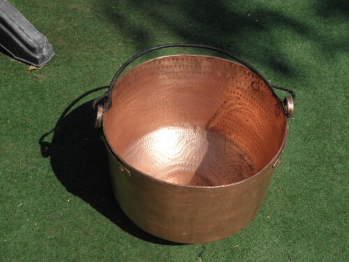 Copper pan Castle of fireplace Pot Cauldron Victorian riveted KITCHEN Kettle 17' - Picture 1 of 11