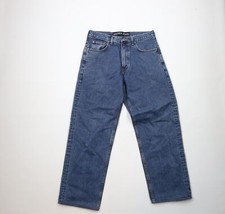 Vintage 90s Nautica Mens 32x32 Faded Spell Out Baggy Wide Leg Denim Jeans Blue