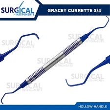 Dental Gracey Curettes 3/4 Blue Titanium Tips with Hollow Handle German Grade