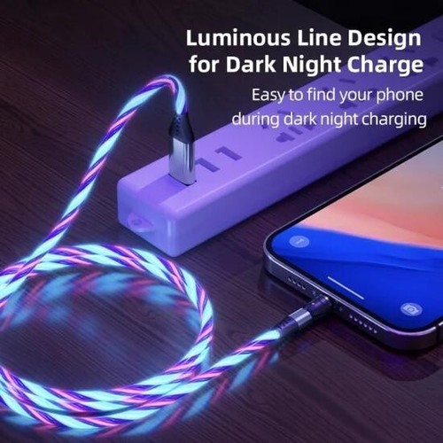 3 in 1 Magnetic Fast Charging Cable 3A Phone Type-C Micro USB IOS Red Colour - Picture 4 of 5