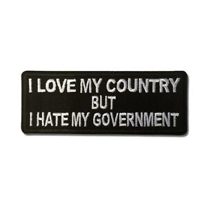 I LOVE MY COUNTRY BUT HATE MY BIKER SLOGAN NOVELTY MESSAGE SEW & IRON ON PATCH: 