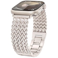 Dressy Stainless Steel Metal Chain Strap For iWatch Series 10 9 8 7 6 5 Ultra SE