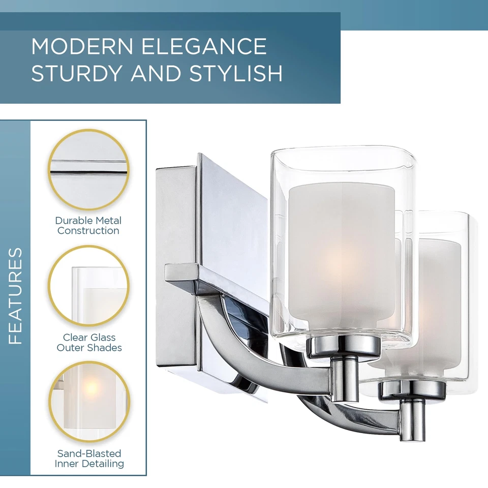 Quoizel Kolt Modern Vanity Lights, 2-Light, 13 Inch Polished Chrome - Image 2 of 4