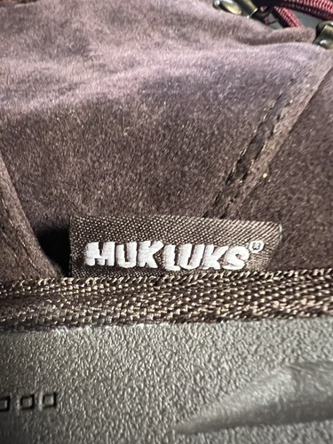 MUKLUKS women's lace up round harmony ankle boots size 10 brown faux suede. - Picture 4 of 5
