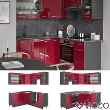 Cucina componibile cucina angolare Fame-Line antracite bordeaux 190 cm Vicco