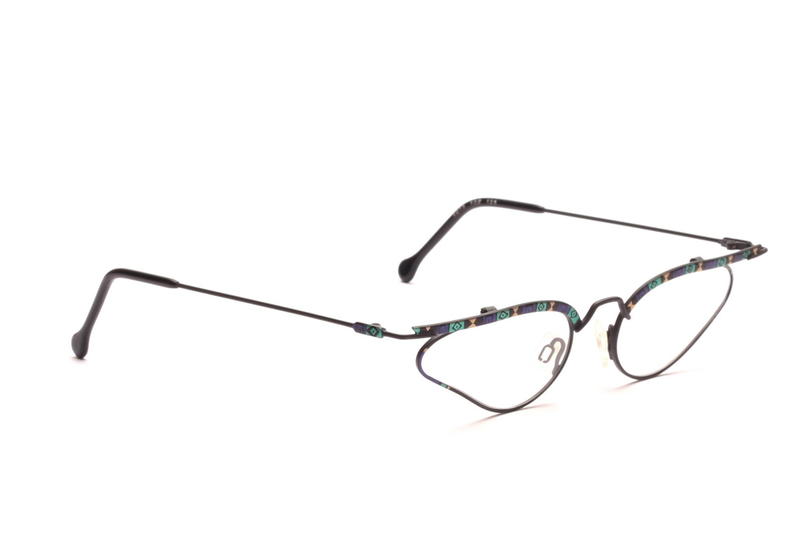 Винтажный Брилле Фассунг Дамен Кошачий глаз 50-18 мм Schwarz Bunt Muster Mode zeitlos A5