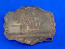 Foreign Domestic Gold Livingston Wells  Co. Gold Dealers Belt Buckle - Bergamot