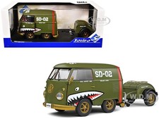 1950 VOLKSWAGEN KOOL KOMBI VAN W/TRAILER "ARMY FIGHTER" 1/18 BY SOLIDO S1810901