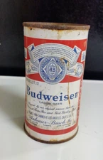 ANHUESER BUSH INC BUDWEISER LAGER BEER FLAT TOP 12 OZ WIDE SEAM STEEL CAN