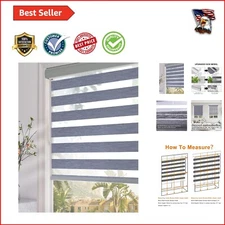 Durable Dual Layer Zebra Blinds - Customizable 24x72 Dark Grey, Easy to Install