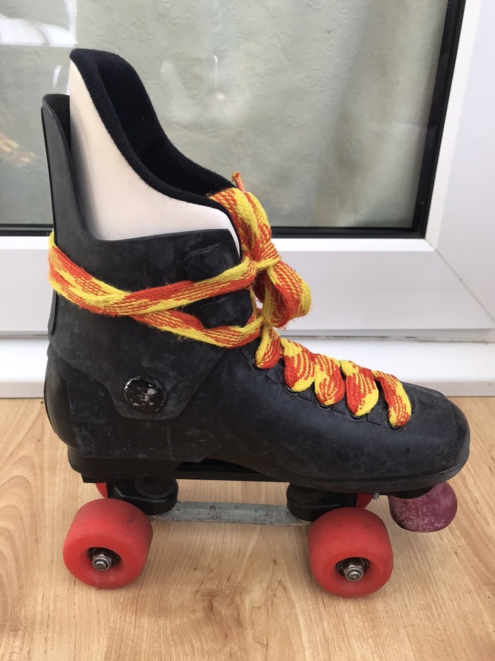 Roces Roller Skates Quads Vintage Black Chunky Laces Red Adult Size