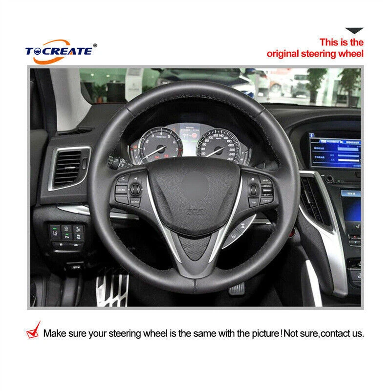 Cubierta de volante de coche de gamuza PU de fibra de carbono para Acura TLX 2015-2020 #23XA Foto 3 de 4