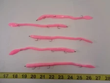Lot of 5 Vintage Yakima Bait Co Charley's 8" Fishing Worm Snagless Bubblegum GS