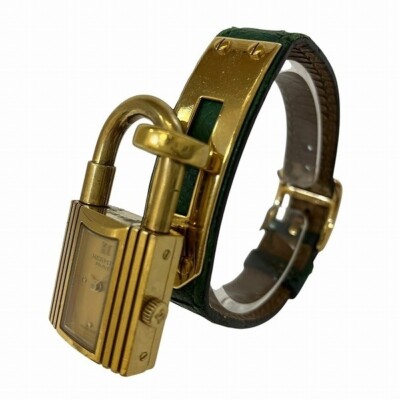 HERMES Kelly watches KE1.201 GP/Leather gold Dial Quartz  display picture 2
