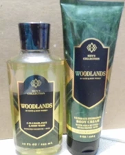 WOODLANDS Men's Bath & Body Work Body Wash AND Body Cream & BODY SPRAY