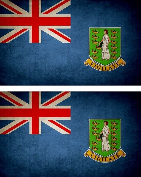2x Sticker Flag Vintage Distressed Bvi British Virgin Islands