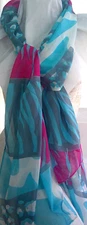 Abstract Multicolored Sheer Scarf 100% Polyester 27 x 68 inches Unbranded