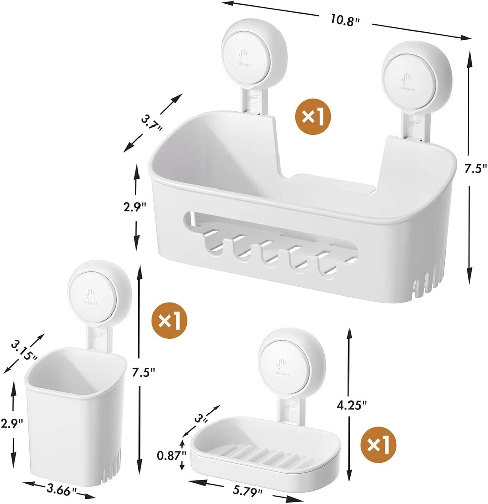 Shower Caddy Suction Cup Set Shower Shelf Shower Basket No-Drilling Removable Su