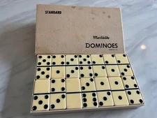 Vtg #616 Puremco White Standard Marblelike Dominoes Double Six In Original Box