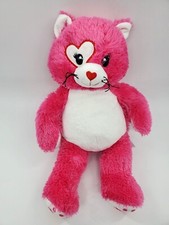 Build A Bear BAB Pink White Cat w Heart Eye Plush 16" Stuffed Animal Toy B309
