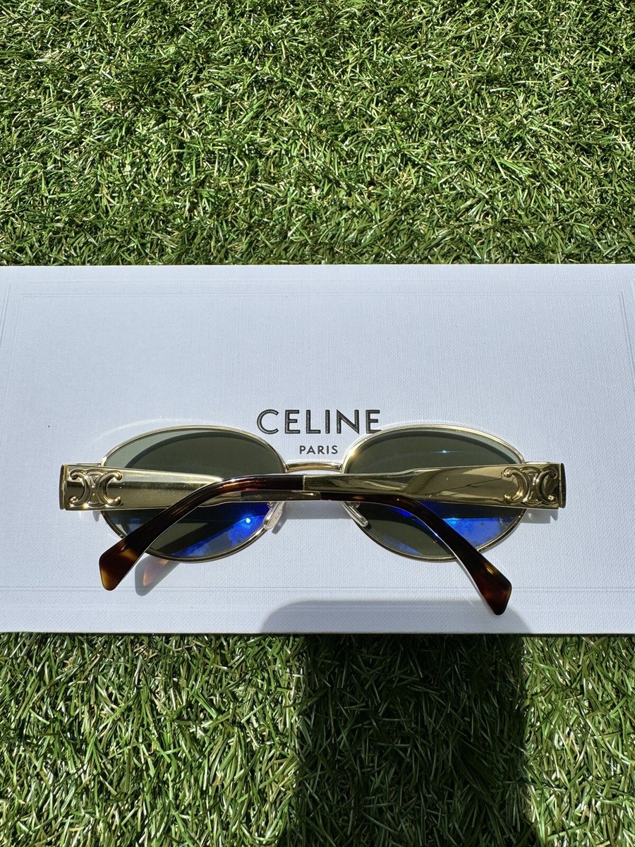 Celine Triomphe 01 Oval-frame gold-tone acetate Sunglasses