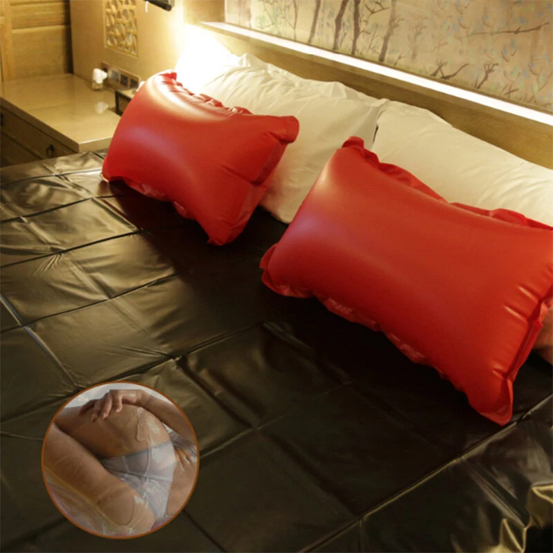 Black Pink PVC Waterproof Bed Sheet Cover Couples Adult Wet Sexy Bedding/Pillow - Image 2 of 4