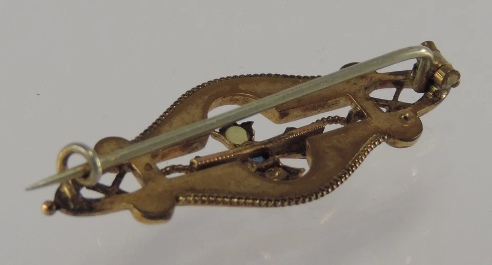 Brosche Mode Schmuck Antikschmuck Turmalin Perlenoptik Vintage - Bild 3 von 3