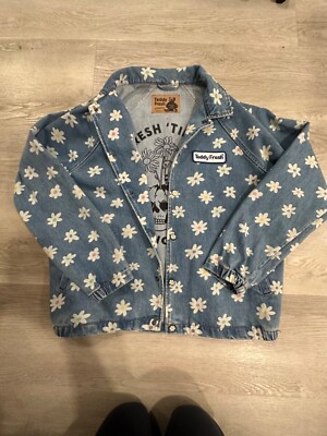Teddy Fresh Flower Denim Coach Jacket Unisex Size S