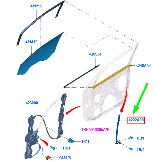 NEU FORD RANGER T6 VORNE RECHTER TÜRGLAS CHANEL RETAINER 1741447  