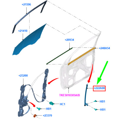 NEU FORD RANGER T6 VORNE RECHTER TÜRGLAS CHANEL RETAINER 1741447 