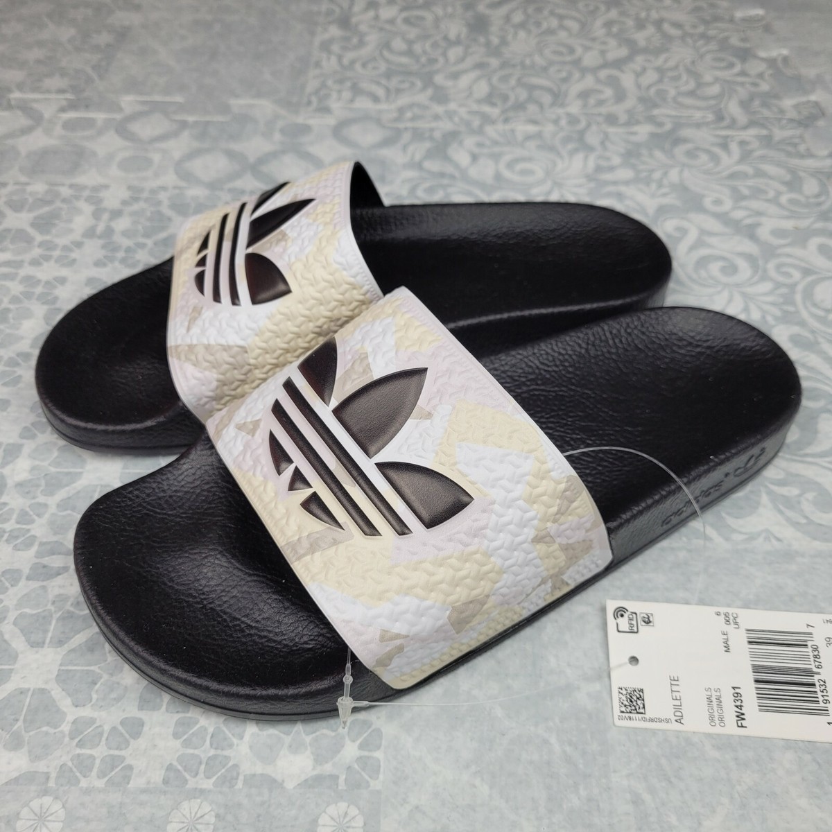 new men\'s 9 Adidas Adilette Slides Sandals Camo Sand Black FW4391 Made in Italy adidas Adilette Slides Men main image 2