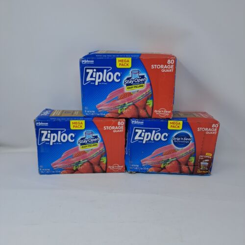 3 Stück Ziploc Quart Lebensmittel Aufbewahrungsbeutel, Grip 'n Seal Technologie X leichterer Griff 80ct - Bild 2 von 7