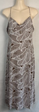 Windsor Dress Womens Size Large Tropical White/Brown Palm Leaves
