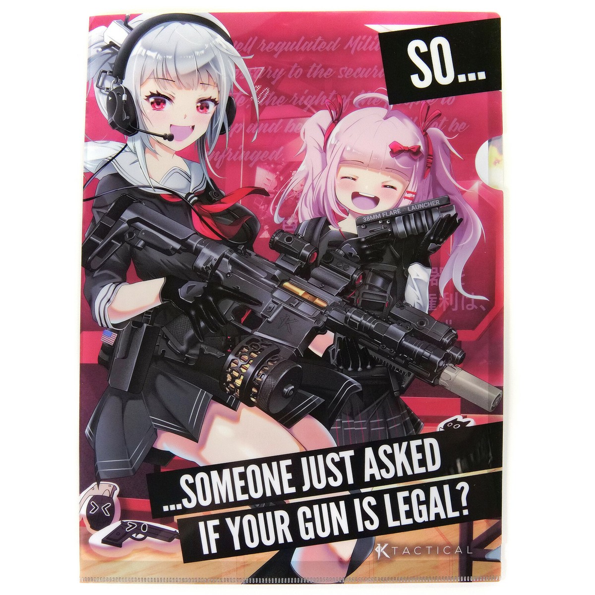 2 PACK Tactical Anime Girl Folder Gun Paperwork Registration