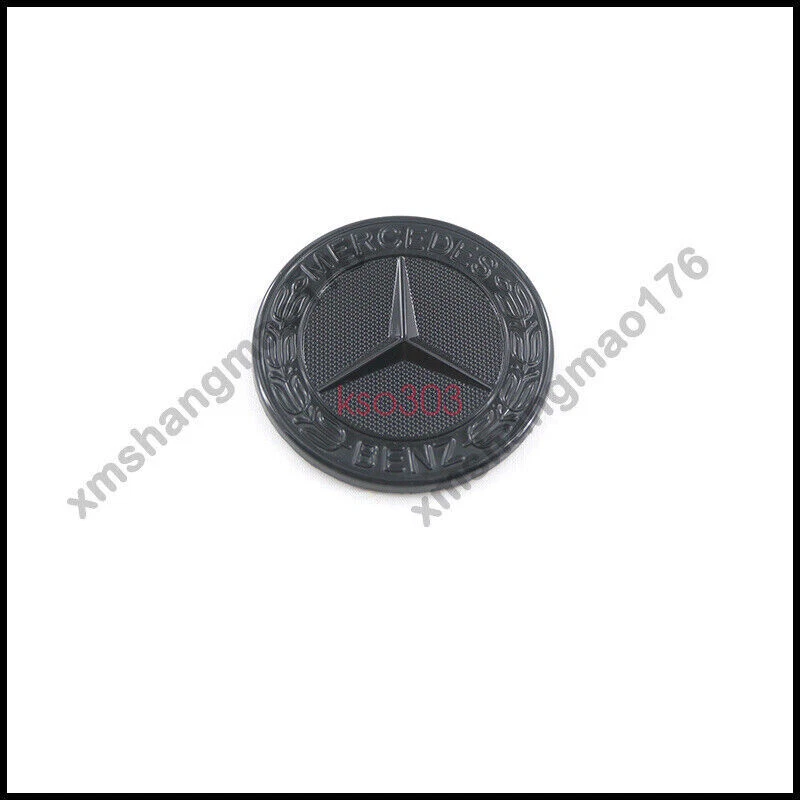 Emblema insignia corona laurel plana capó negro brillante para Mercedes Benz 1 pieza (pasta) Foto 4 de 4