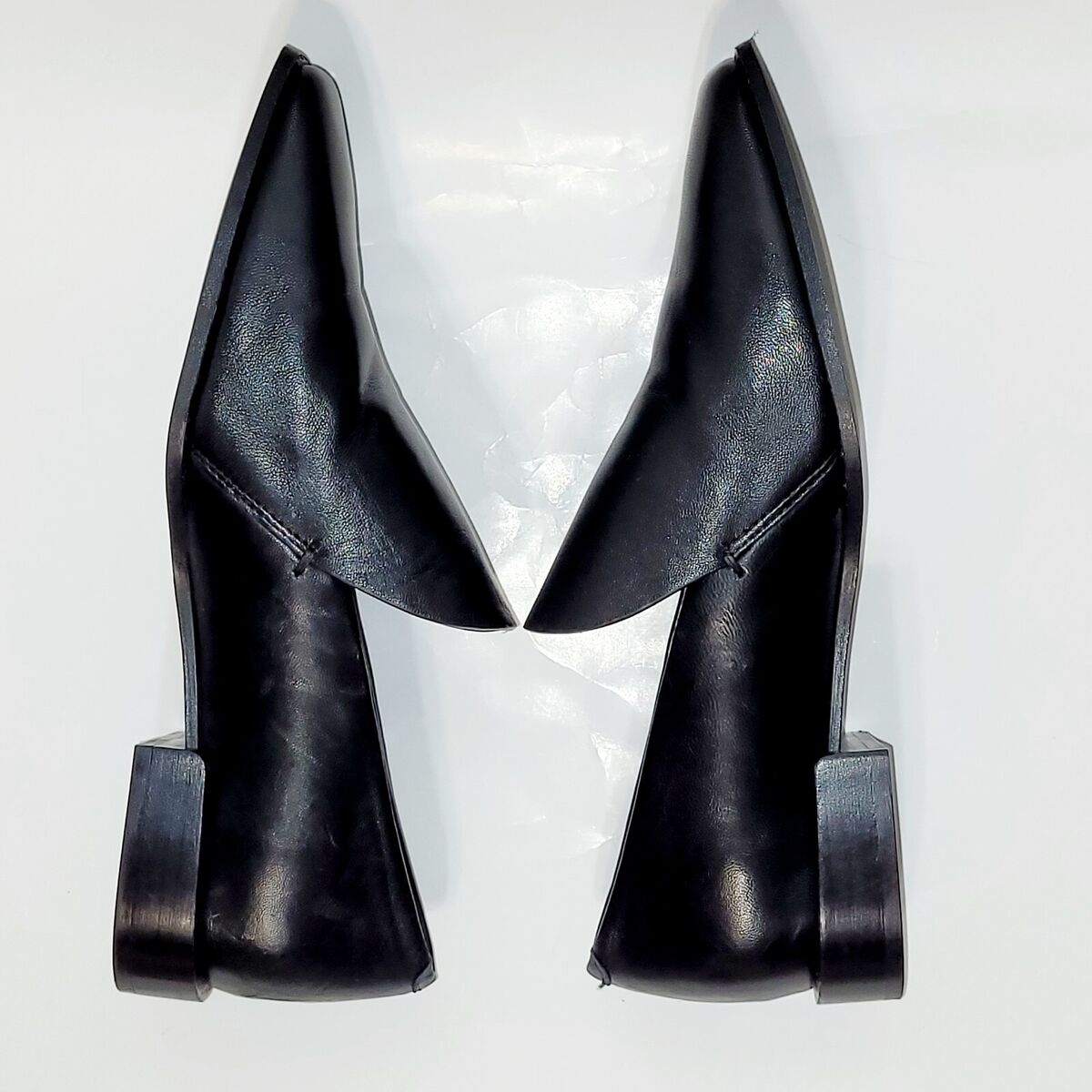 COS Black Leather Loafer Shoes Geometric Block Heel SlipOn COS Black Leather Loafer Shoes Geometric Block Heel SlipOn