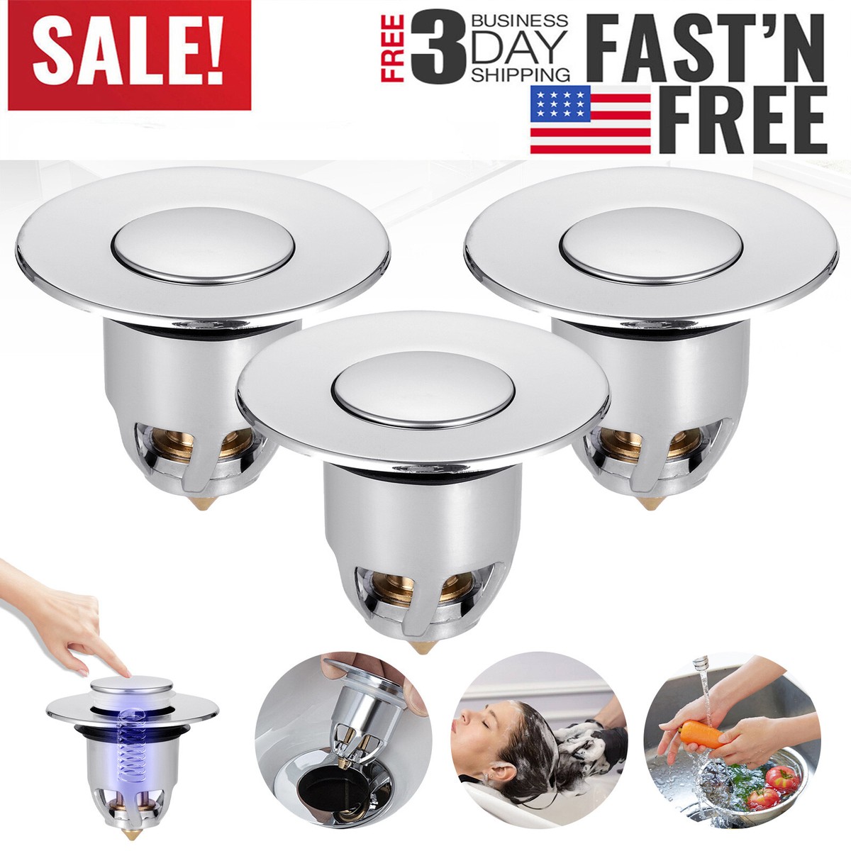 PACK Wash Basin Bounce Drain Filter Pop Up Bathroom Sink ANTI-CLOGGING  Basket